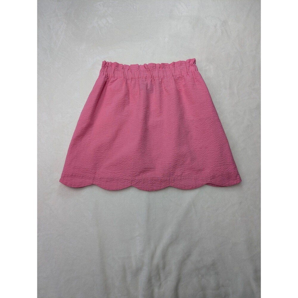 Lauren James Pink Seersucker Scalloped Hem Mini Skirt Size Medium NWOT